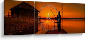 Tablou cu pescar (cu ceas) (90x30 cm)