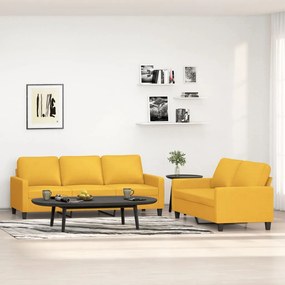 Set de canapele cu perne, 2 piese, galben deschis, textil