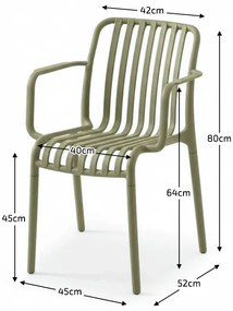 Scaun din plastic TREGO cu brate, verde