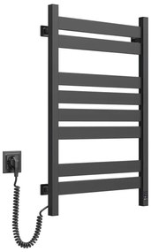 Radiator de baie tip scară LARGO cu termostat, 432 W/230 V, 80,6 cm, IP44, negru, racordare stânga