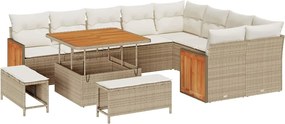 vidaXL Set de canapele pentru grădină 13 pcs Bej și crem poliratan