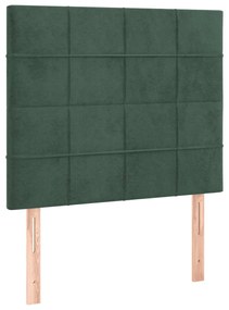 Pat box spring cu saltea, verde inchis, 80x200 cm, catifea Verde inchis, 80 x 200 cm, Cu blocuri patrate