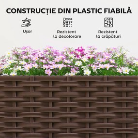 Outsunny Jardinieră Ridicată din Plastic, 85L, Spațiu pentru Grădinărit în Aer Liber cu Roți Blocate, Sistem de Autoirigare, Orificii de Drenaj, Ideală pentru Plante, Legume și Flori, Maro | Aosom Romania