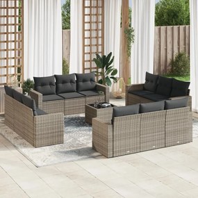 vidaXL Set mobilier de grădină cu perne, 13 piese, gri, poliratan
