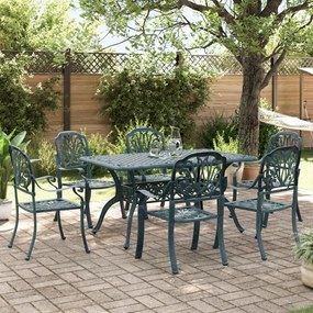 3216315 vidaXL Set mobilier de grădină, 7 piese, verde, aluminiu turnat