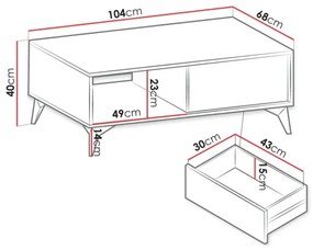 Măsuță de cafea DIAMOND 40x104 cm negru/maro