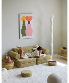 Canapea pentru copii verde cu tapițerie din țesătură bouclé 132 cm Settee – Wigiwama