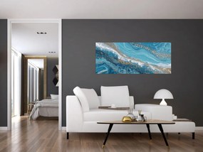 Tablou - Marmură bleu cu aur I. (120x50 cm)