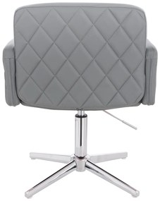 HR802CROSS Scaun Gri din Piele Ecologica cu Bază Cromata