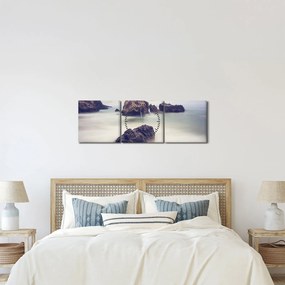 Tablou cu stânci în ceață (cu ceas) (90x30 cm)