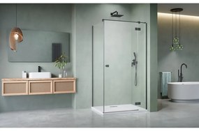 Cabina de dus dreptunghiulara cu usa batanta Radaway Essenza KDJ 90x70 cm finisaj GunMetal periat-transparent dreapta