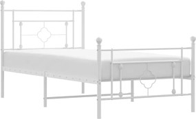 vidaXL Cadru de pat metalic cu tăblie de cap/picioare, alb, 100x200 cm