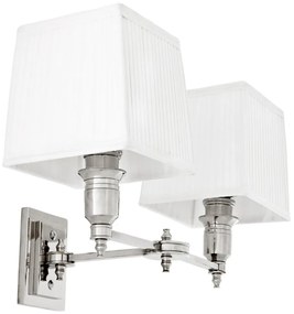 Aplica de perete moderna LUX dubla, finisaj nickel cu abajur alb, Lexington Duble 108636 HZ
