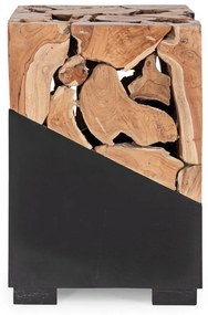 Masuta de cafea neagra din Lemn de Teak si metal, 40x40x60 cm, Grenada Bizzotto