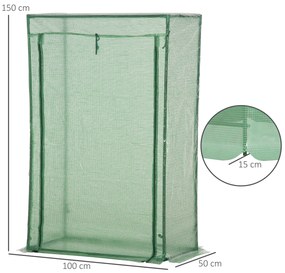 Sera Outsunny cu ușă, seră de iarnă din oțel, seră pentru balcon, grădină, seră de roșii 100x50x150cm, seră de roșii pentru roșii, legume, flori, plante, verde | Aosom Romania