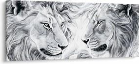 Tablou - Capete de lei desenate (120x50 cm)
