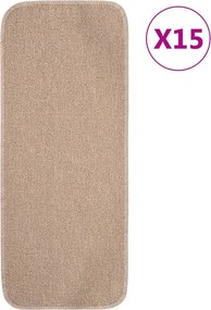 vidaXL Covorașe de scări, 15 buc., bej, 60x25 cm, dreptunghiular