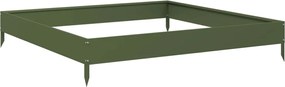vidaXL Strat înălțat de grădină, verde măsliniu, 100x100x18,5 cm, oțel