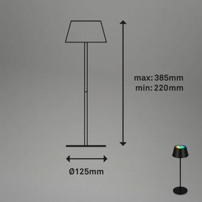 Brilo - Lampă de birou LED RGB reîncărcabilă, cu control tactil, KIKI, LED/2,6W/5V, IP44, 2600 mAh, negru