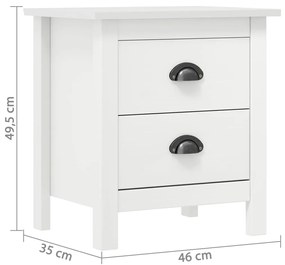 Noptiera Hill Range, alb, 46x35x49,5 cm, lemn masiv de pin 1, Alb, solid pine wood
