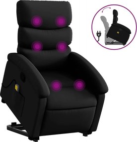 vidaXL Fotoliu de masaj rabatabil cu ridicare negru piele ecologică