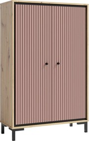 Comoda PARII PA15, stejar artisan/roz, PAL laminat, 89x37x140 cm
