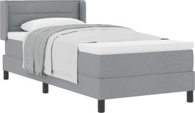 vidaXL Pat cu arcuri cu saltea Gri deschis 200 x 90 cm țesătură