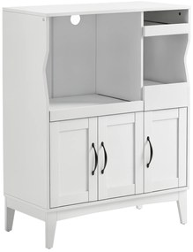 HOMCOM Bufet de Bucătărie cu 2 Dulapuri, Sertar și Rafturi Extensibile pentru Cuptor cu Microunde, 84x39x109 cm, Alb | Aosom Romania