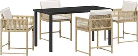 vidaXL Set de masă pentru grădină 5 pcs Bej poliratan