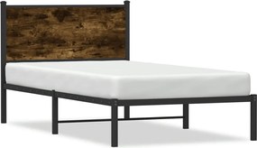 vidaXL Cadru pat metalic fără saltea, stejar fumuriu, 100x190 cm