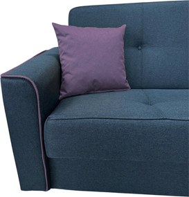 Canapea VERA extensibila, 3 locuri, lada de depozitare, stofa bleumarin + mov, 225x90x90 Bleumarin + Mov, Stofa