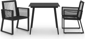 vidaXL Set mobilier de exterior, 3 piese, negru, ratan PVC