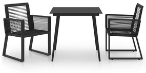 3060213 vidaXL Set mobilier de exterior, 3 piese, negru, ratan PVC