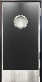 Usa restaurant bucatarie cu geam hublou - dublu batanta la 180 1050x2085, Gri Antracit, Laminat HPL