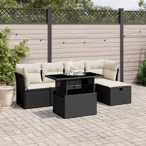 3274636 vidaXL Set mobilier de grădină cu perne, 6 piese, negru, poliratan