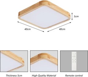 Brilagi - Corp de iluminat LED dimabil WOODLINE SQUARE LED/48W/230V, stejar 40x40 cm + telecomandă