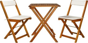 vidaXL Set bistro pliabil cu perne, 3 piese, lemn masiv de acacia