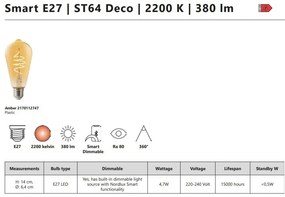 Bec Smart E27 ST64 Deco 2200K 380Lm Amber