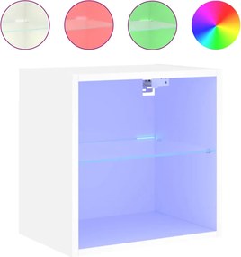 vidaXL Noptieră cu lumini LED montată pe perete, alb