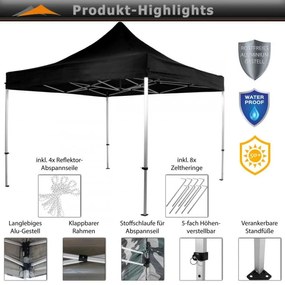 INSTENT PRO Cort de grădină  3 x 3 m, negru, 4 laturi