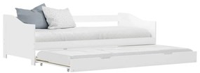 vidaXL Cadru pat canapea, extensibil, alb, 90 x 200 cm, lemn de pin