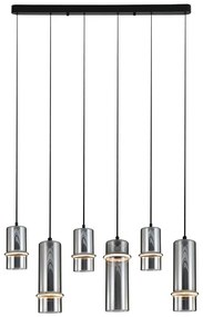 Lustra cu 6 pendule LED, SMOKE GLASS-BLACK, ZB-2537