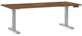 Masă înălțime reglabilă OfficeTech D, 180 x 80 cm, picioare gri, stejar silverjack