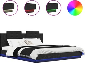 vidaXL Cadru de Pat cu Tăblie Stejar Negru 180 x 200 cm Lemn compozit