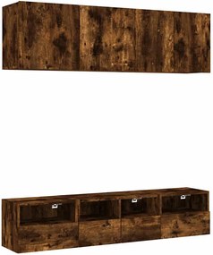 vidaXL Unități TV de perete, 5 piese, stejar fumuriu, lemn prelucrat