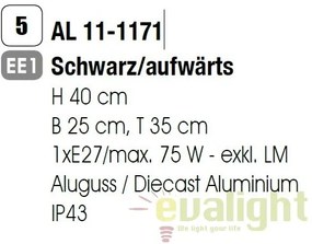 Aplica perete exterior stil clasic IP43 Reika negru AL 11-1171 schwarz/aufwarts OR