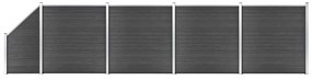 vidaXL Set de panouri de gard, negru, 792x(105-186) cm, WPC