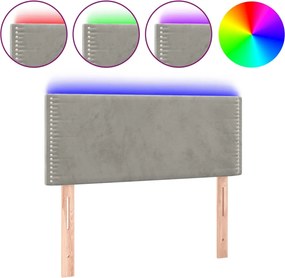 vidaXL Tăblie de pat cu LED, gri deschis, 100x5x78/88 cm, catifea