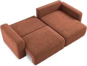 Colțar teracotă extensibil/cu spațiu de depozitare cu tapițerie din chenille (cu colț pe partea dreaptă/cu șezlong) Kona – Makamii