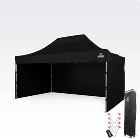 Cort de petrecere 3x4,5m - cu 3 pereți - Negru